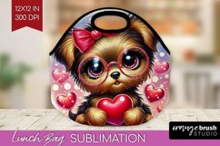 Valentine Dog Lunch Bag - Cute Puppy Lunch Bug PNG Product Image 1