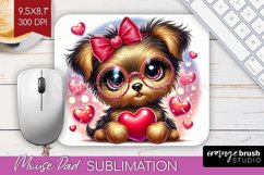 Valentine Dog Mouse Pad Sublimation - Cute Puppy Mousepad Product Image 1