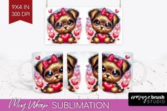 Valentine Dog Mug Wrap - Cute Puppy Mug PNG Sublimation Product Image 1