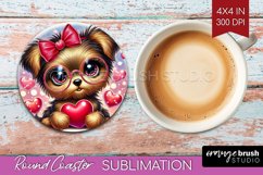 Valentine Dog Round Coaster - Cute Puppy Coaster PNG Product Image 1