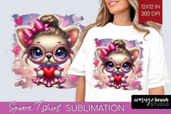 Valentine Dog Square Tshirt Background - Cute Puppy PNG Product Image 1