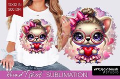 Valentine Dog Round Tshirt Background - Cute Puppy PNG Product Image 1