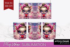 Valentine Dog Mug Wrap - Cute Puppy Mug PNG Sublimation Product Image 1