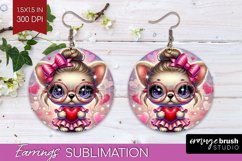 Valentine Dog Round Earrings - Cute Puppy PNG Sublimation Product Image 1
