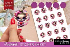 Valentine Dog Round Sticker - Cute Puppy Printable Sticker Product Image 1