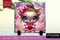 Valentine Dog Slate PNG - Cute Puppy Square Slate Product Image 1