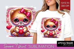 Valentine Dog Square Tshirt Background - Cute Puppy PNG Product Image 1
