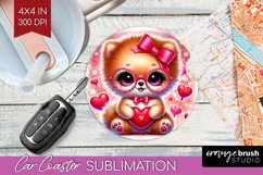 Valentine Dog Car Coaster - Cute Puppy Coaster PNG Product Image 1