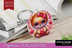 Valentine Dog Keychain PNG - Cute Puppy Keychain Sublimation Product Image 1