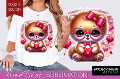Valentine Dog Round Tshirt Background - Cute Puppy PNG Product Image 1