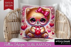 Valentine Dog Pillow Sublimation - Cute Puppy Pillow Cover Product Image 1