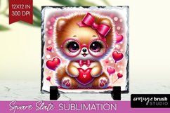 Valentine Dog Slate PNG - Cute Puppy Square Slate Product Image 1