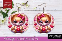 Valentine Dog Round Earrings - Cute Puppy PNG Sublimation Product Image 1