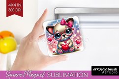 Valentine Dog Magnet Sublimation - Cute Puppy Square Magnet Product Image 1
