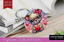 Valentine Dog Keychain PNG - Cute Puppy Keychain Sublimation Product Image 1