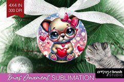 Valentine Dog Ornament PNG - Cute Puppy PNG Sublimation Product Image 1