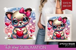 Valentine Dog Tote Bag - Cute Puppy Tote Bag PNG Sublimation Product Image 1