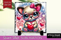 Valentine Dog Slate PNG - Cute Puppy Square Slate Product Image 1