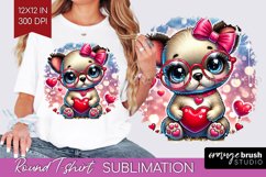 Valentine Dog Round Tshirt Background - Cute Puppy PNG Product Image 1