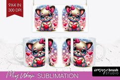 Valentine Dog Mug Wrap - Cute Puppy Mug PNG Sublimation Product Image 1