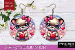 Valentine Dog Round Earrings - Cute Puppy PNG Sublimation Product Image 1
