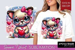 Valentine Dog Square Tshirt Background - Cute Puppy PNG Product Image 1