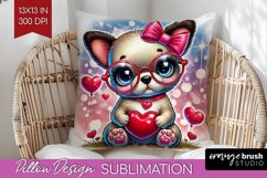 Valentine Dog Pillow Sublimation - Cute Puppy Pillow Cover Product Image 1