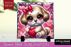 Valentine Dog Slate PNG - Cute Puppy Square Slate Product Image 1