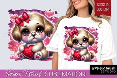Valentine Dog Square Tshirt Background - Cute Puppy PNG Product Image 1