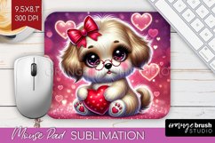 Valentine Dog Mouse Pad Sublimation - Cute Puppy Mousepad Product Image 1