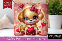 Valentine Dog Tumbler Wrap - Cute Puppy Tumbler PNG Product Image 1