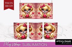 Valentine Dog Mug Wrap - Cute Puppy Mug PNG Sublimation Product Image 1