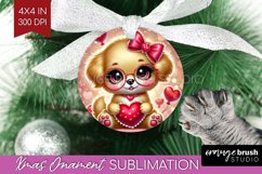 Valentine Dog Ornament PNG - Cute Puppy PNG Sublimation Product Image 1