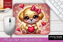 Valentine Dog Mouse Pad Sublimation - Cute Puppy Mousepad Product Image 1