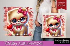 Valentine Dog Tote Bag - Cute Puppy Tote Bag PNG Sublimation Product Image 1