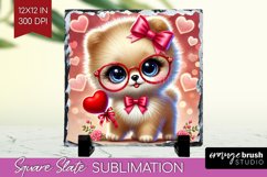 Valentine Dog Slate PNG - Cute Puppy Square Slate Product Image 1
