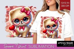 Valentine Dog Square Tshirt Background - Cute Puppy PNG Product Image 1