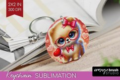 Valentine Dog Keychain PNG - Cute Puppy Keychain Sublimation Product Image 1