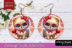 Valentine Dog Round Earrings - Cute Puppy PNG Sublimation Product Image 1