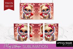 Valentine Dog Mug Wrap - Cute Puppy Mug PNG Sublimation Product Image 1