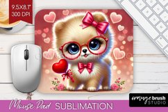 Valentine Dog Mouse Pad Sublimation - Cute Puppy Mousepad Product Image 1