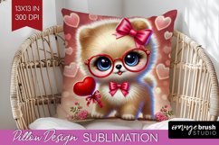 Valentine Dog Pillow Sublimation - Cute Puppy Pillow Cover Product Image 1