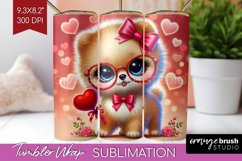 Valentine Dog Tumbler Wrap - Cute Puppy Tumbler PNG Product Image 1