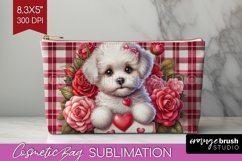 Valentine Dog Cosmetic Bag - Valentines Day Makeup Bag PNG Product Image 1