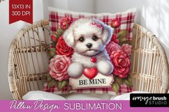 Valentine Dog Pillow Sublimation - Valentines Day Pillow PNG Product Image 1