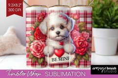 Valentine Dog Tumbler Wrap - Valentines Day Tumbler PNG Product Image 1