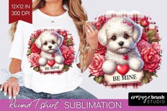 Valentine Dog Round Tshirt Background - Valentines Day PNG Product Image 1
