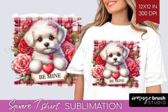 Valentine Dog Square Tshirt Background - Valentines Day PNG Product Image 1