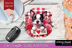 Valentine Dog Car Coaster - Valentines Day Coaster PNG Product Image 1