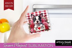 Valentine Dog Magnet Sublimation - Valentines Day Square PNG Product Image 1